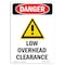 Signmission OSHA Danger Sign, 10" Height, Rigid Plastic, Low Overhead Clearance, Portrait, V-2476 OS-DS-P-710-V-2476 - alternate 1